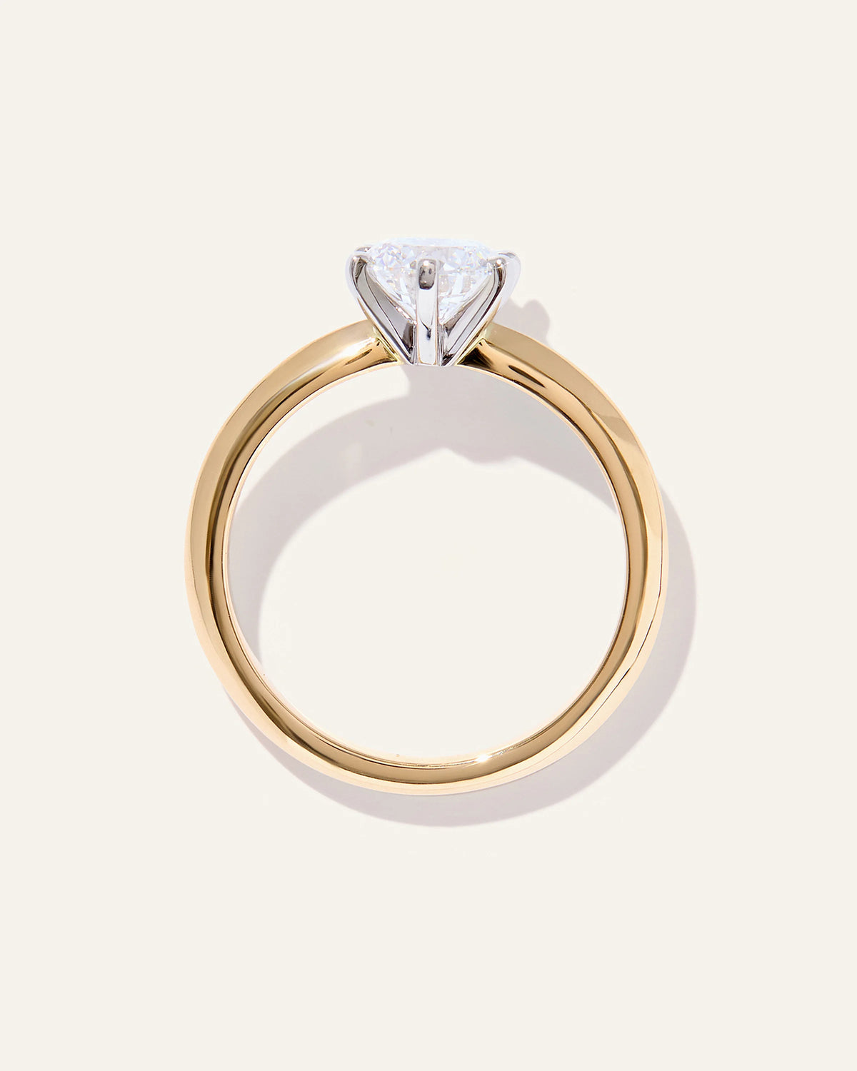 Lab Grown Diamond Round Six Prong Knife Edge Engagement Ring - 1ct - 4 / Yellow Gold