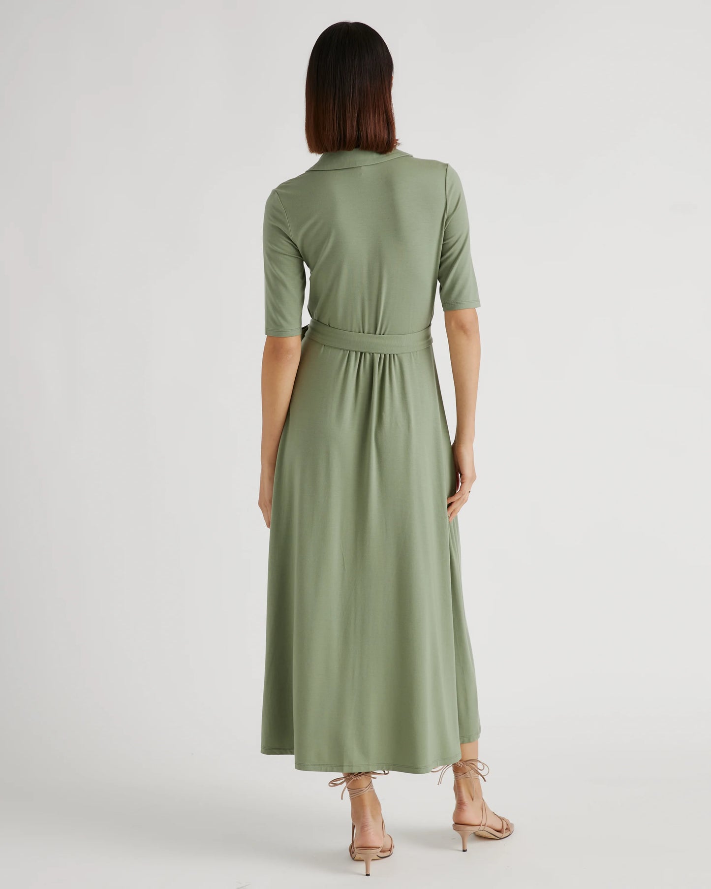 Tencel Jersey Midi Wrap Dress - XS / Brown
