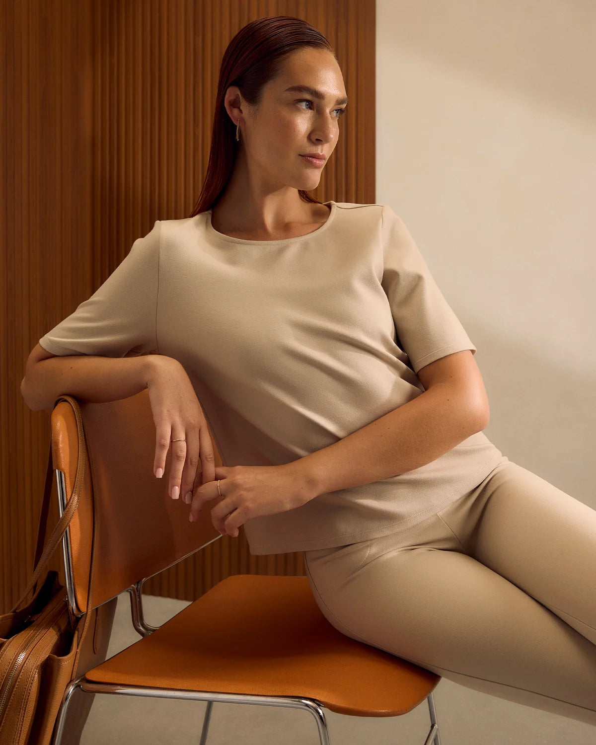 Ultra-Stretch Ponte Short Sleeve Top - XS / Black