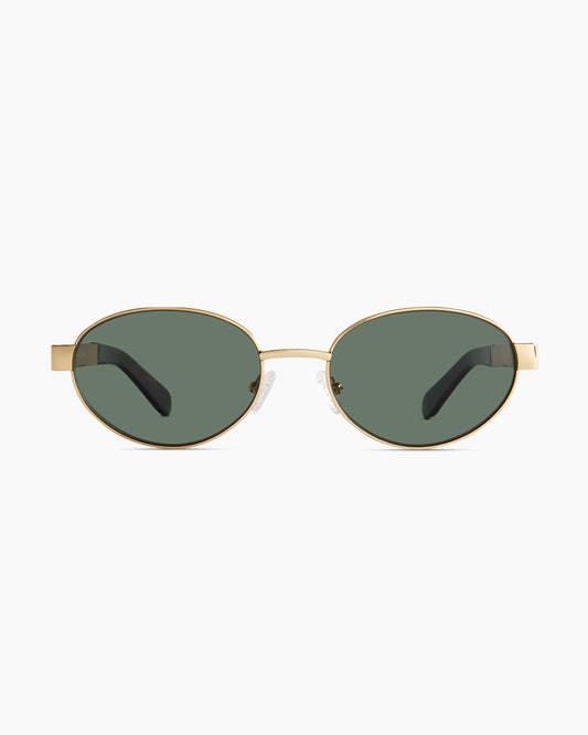 Monaco Polarized Stainless Steel Sunglasses - One Size / Gold with Green lens