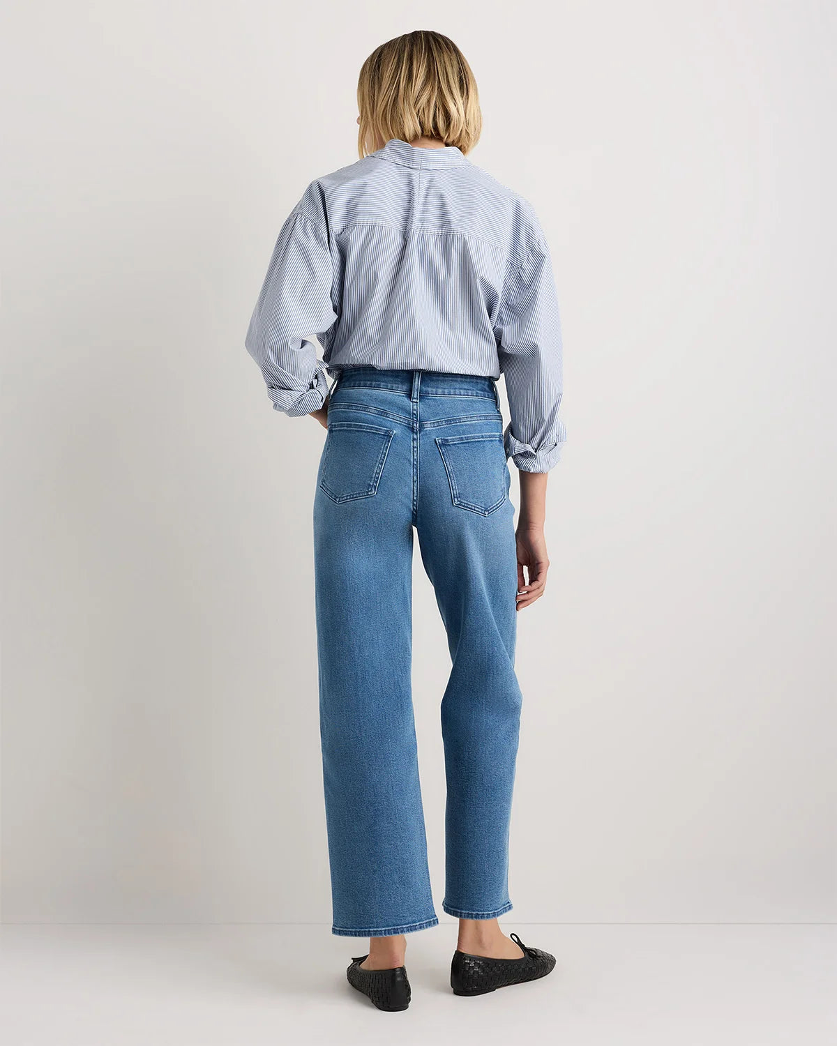 Bella Stretch Patch Pocket Wide Leg Jeans - 24 / Seaside Blue