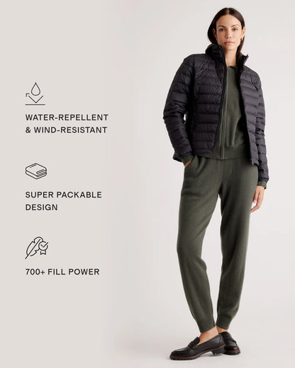 Lightweight Down Packable Puffer Jacket - XS / Black