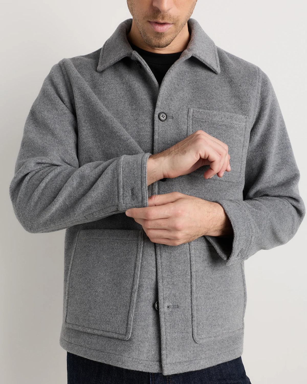 Wool Cashmere Chore Jacket - S / Black