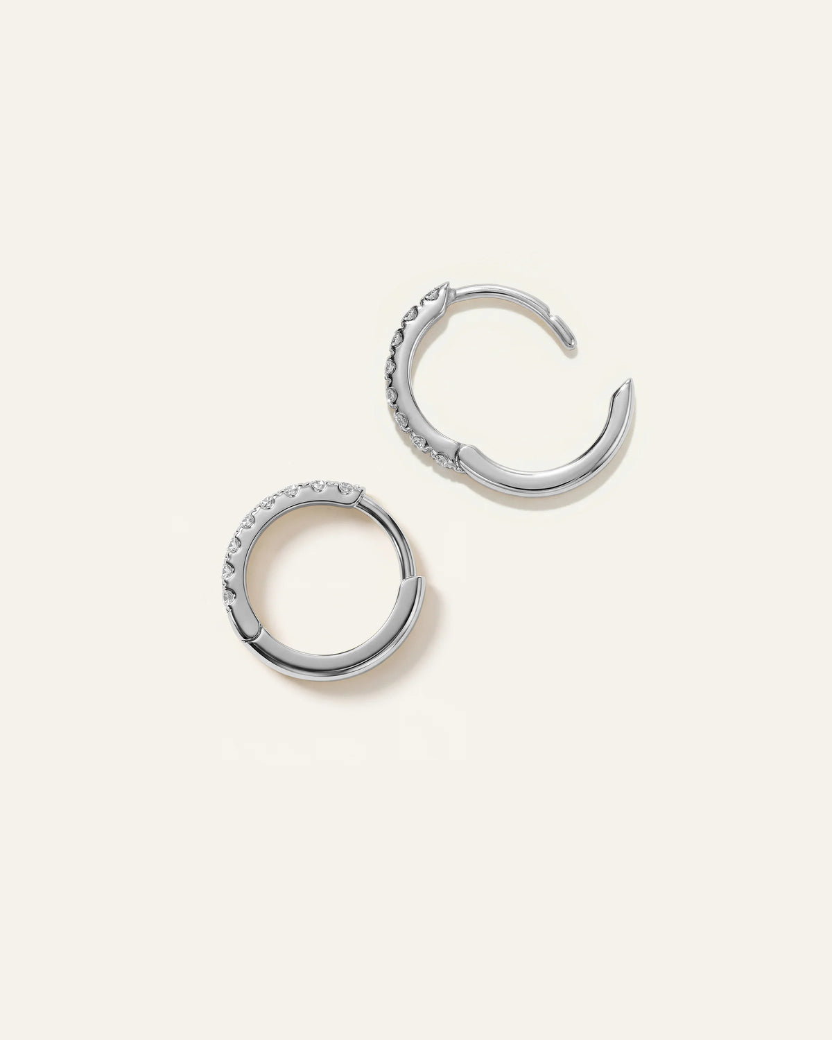 14K Gold Pave Diamond Second Piercing Tiny Huggie - Pair - One Size / Yellow Gold