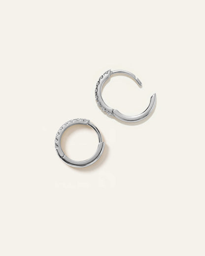 14K Gold Pave Diamond Second Piercing Tiny Huggie - Pair - One Size / Yellow Gold
