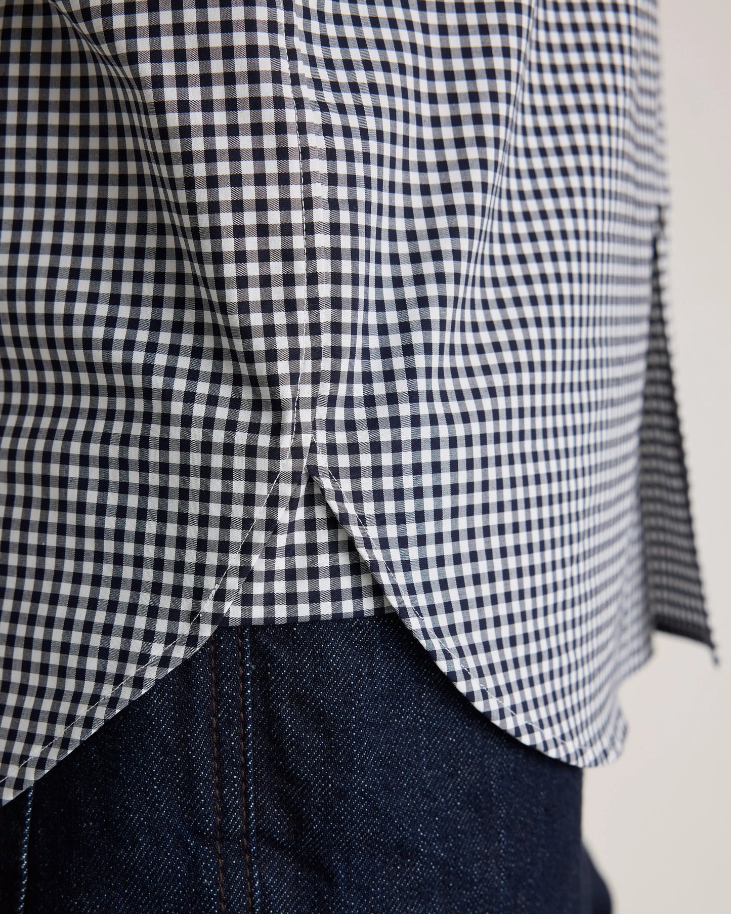Organic Cotton Stretch Poplin Dress Shirt - S / White/Navy Minigrid