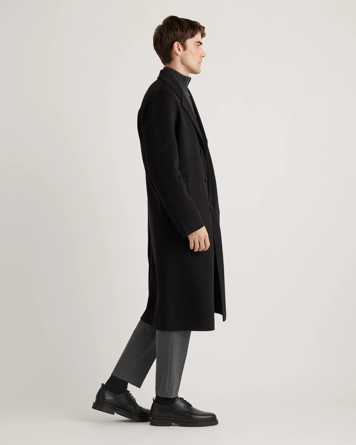 100% Mongolian Cashmere Double-Faced Overcoat - S / Black