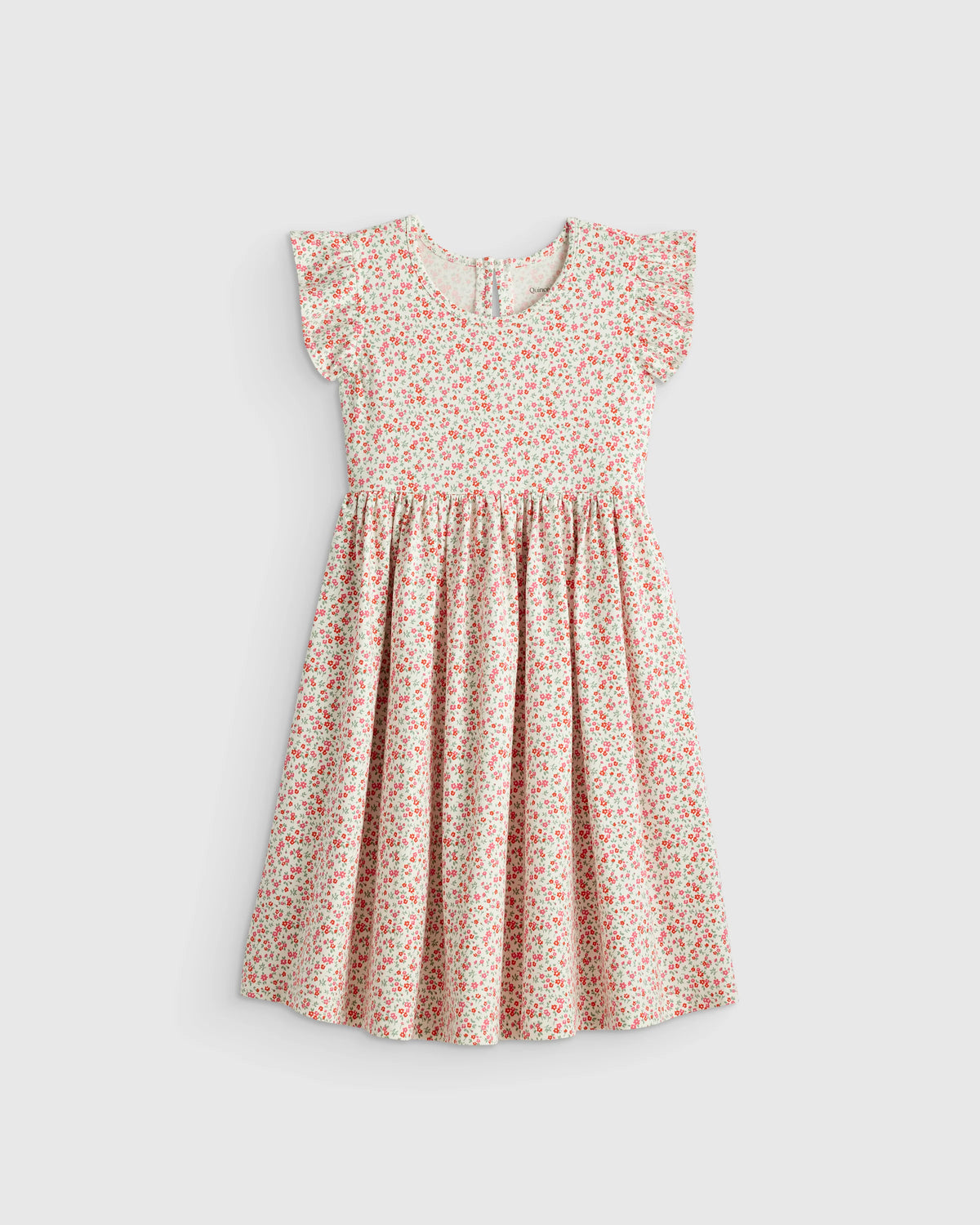 Organic Cotton Sleeveless Ruffle Dress - 2T / Aqua Daisy