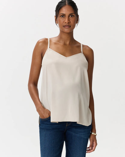 Washable Stretch Silk V-Neck Maternity Cami - XS / Moonstone Blue