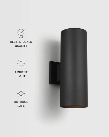 Outdoor Aluminum Cylinder Wall Sconce - One Size / Black