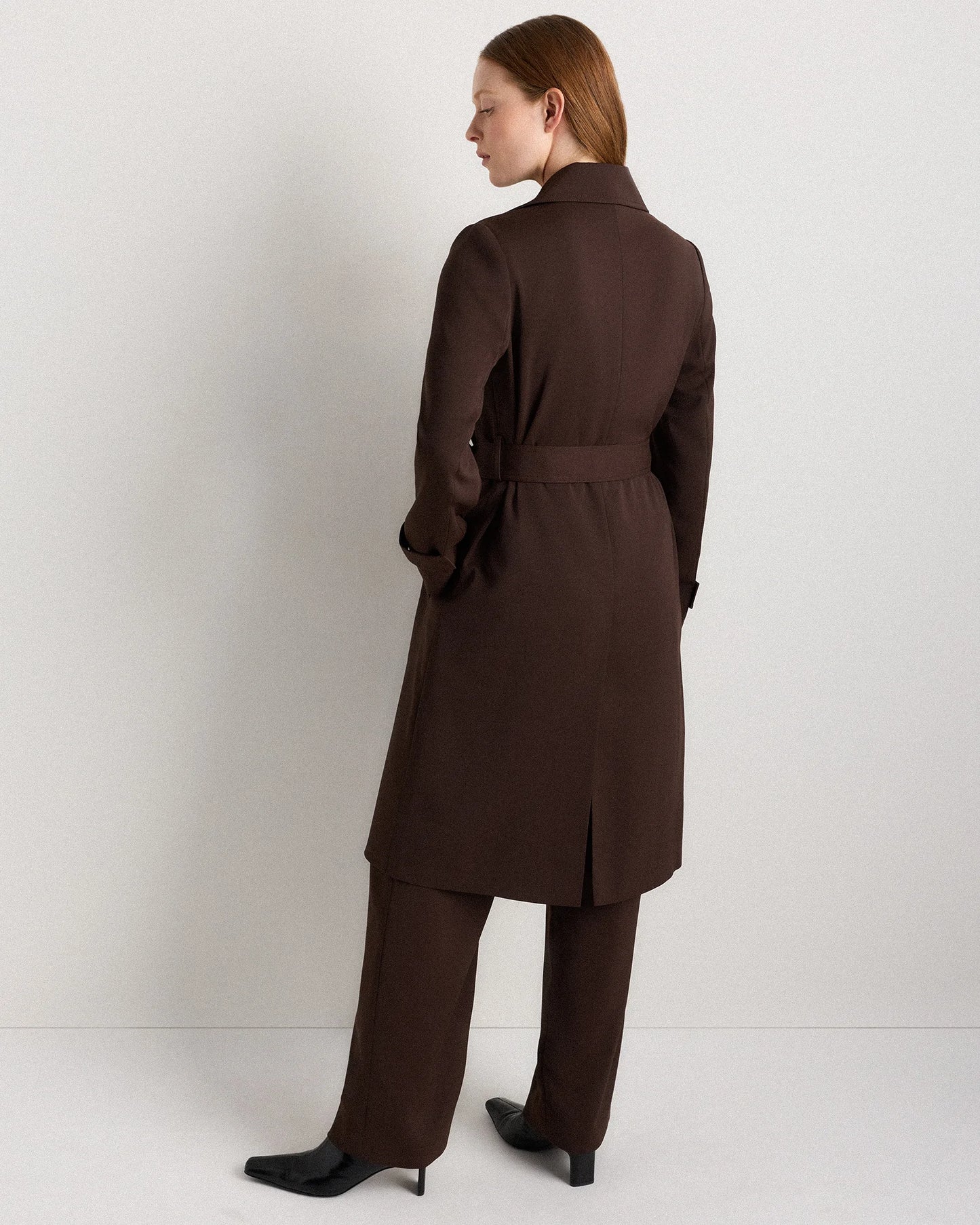 Stretch Crepe Trench Coat - XS / Olive