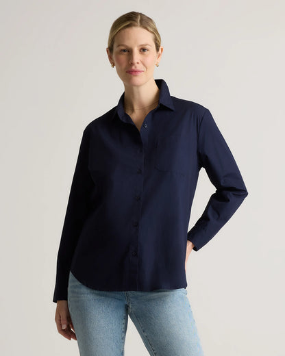 100% Organic Cotton Poplin Maternity Long Sleeve Shirt - XS / Classic White