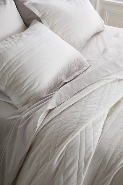 Organic Cotton Stripe Stitch Quilt - Twin / Light Blue