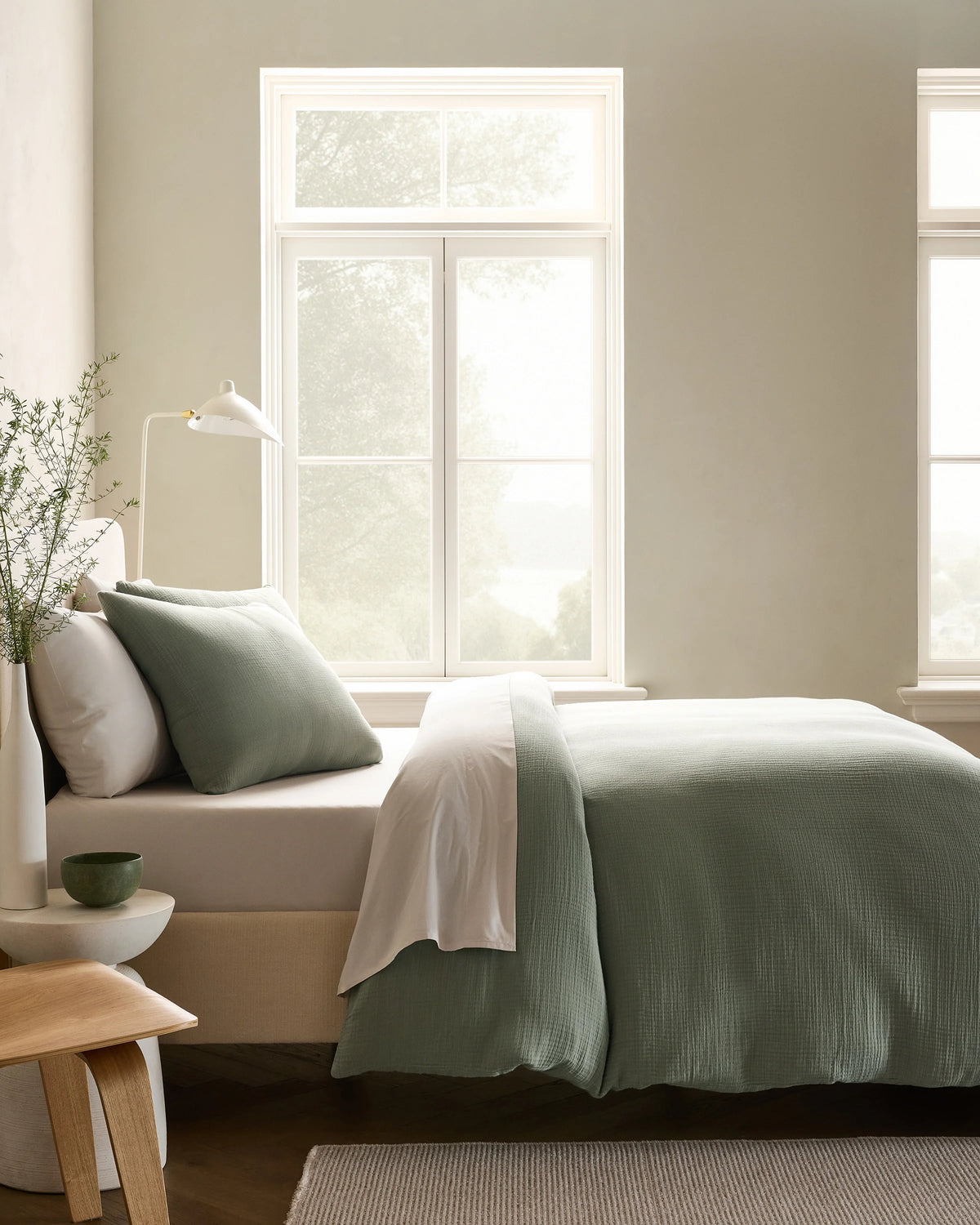Organic Cotton Gauze Duvet Cover - Twin / Dried Sage