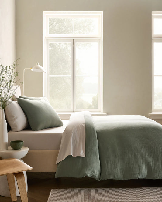 Organic Cotton Gauze Duvet Cover Set - Twin / Dried Sage