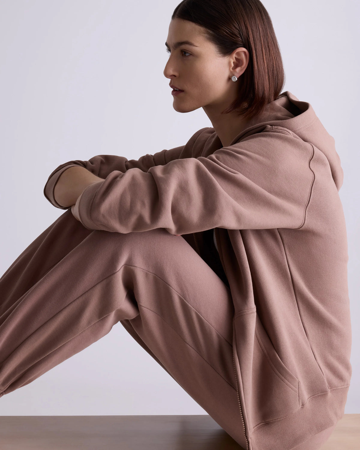 Organic Heavyweight Fleece Full Zip Hoodie - XS / Taupe