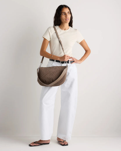 Sloane Suede Handwoven Shoulder Bag - One Size / Sand