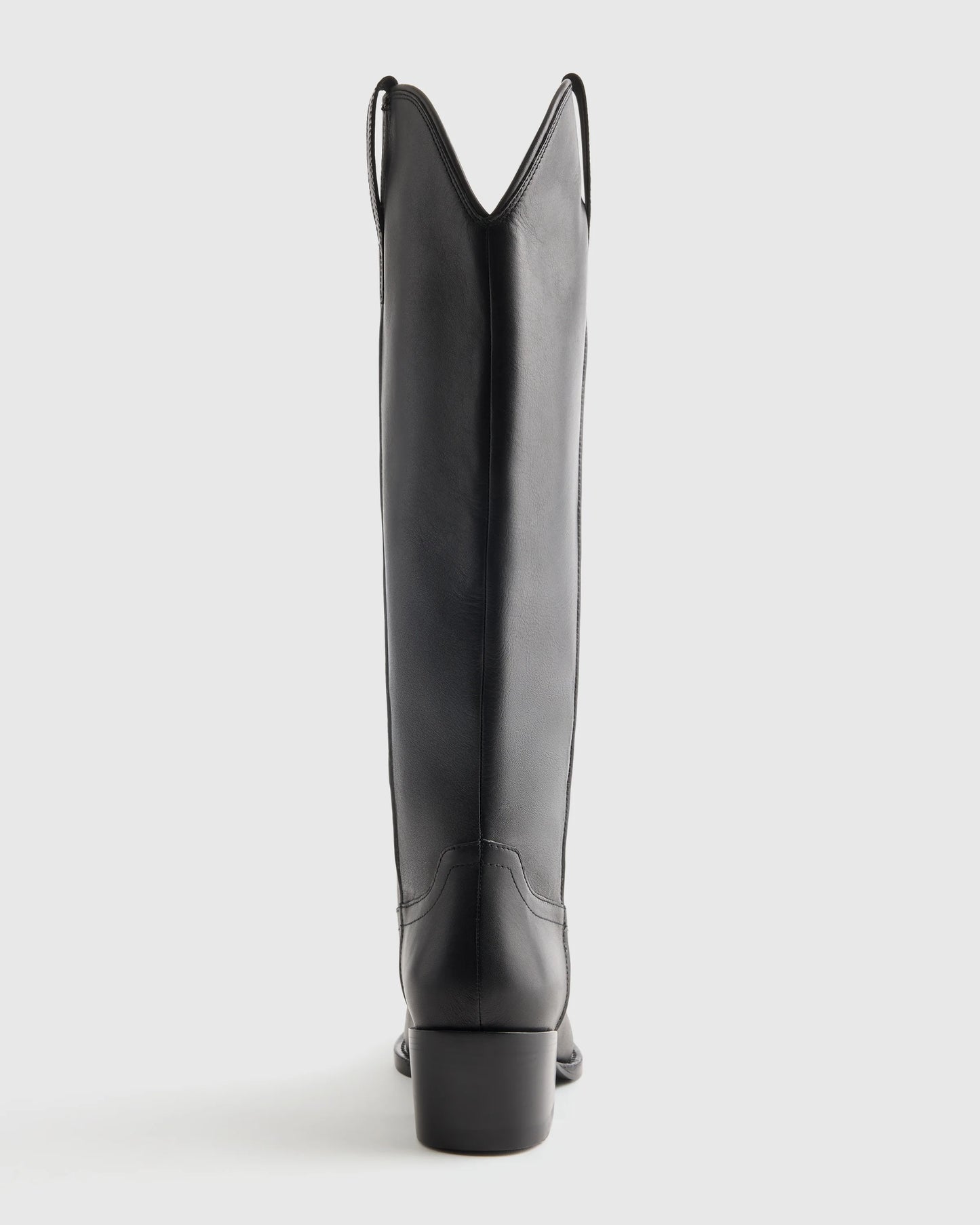 Italian Leather Tall Western Boots - 5 / Black
