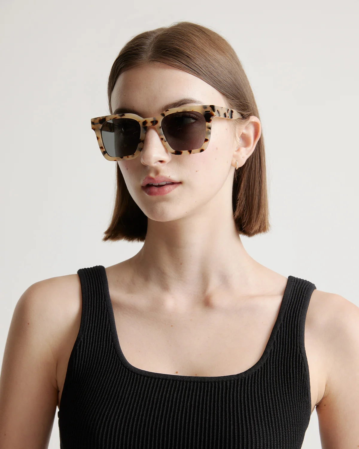 Riley Polarized Acetate Sunglasses - One Size / White Tortoise with Grey Lens