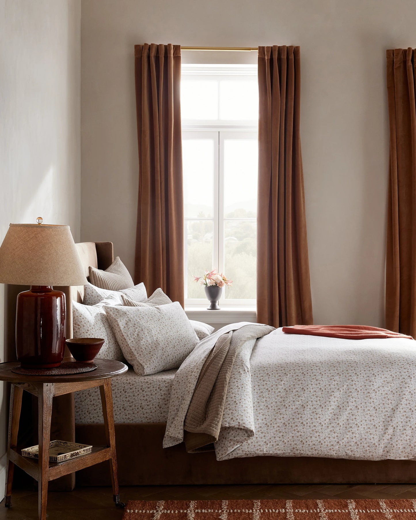 Organic Crisp Percale Floral Duvet Cover - Twin / Toffee Florette