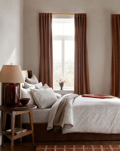 Organic Crisp Percale Floral Duvet Cover - Twin / Toffee Florette