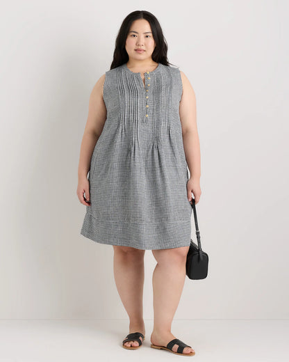 100% European Linen Sleeveless Swing Dress - 1X / Bayberry Olive