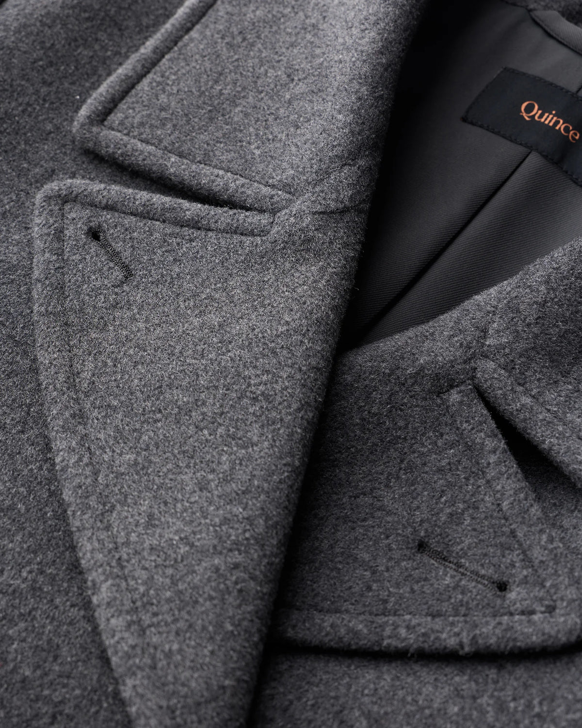 Wool Cashmere Double-Breasted Officer Topcoat - S / Heather Charcoal