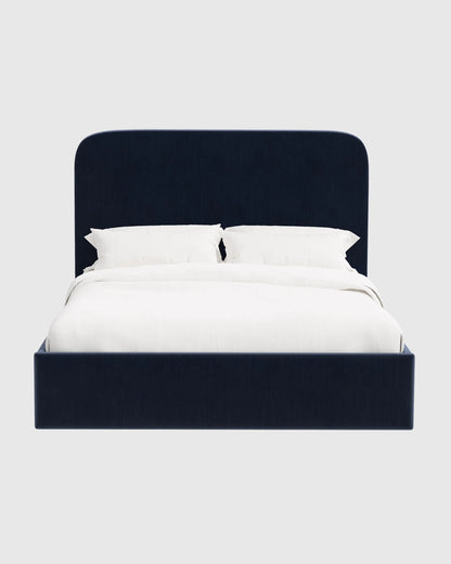 Curved Bed in Performance Velvet - Full / Walnut