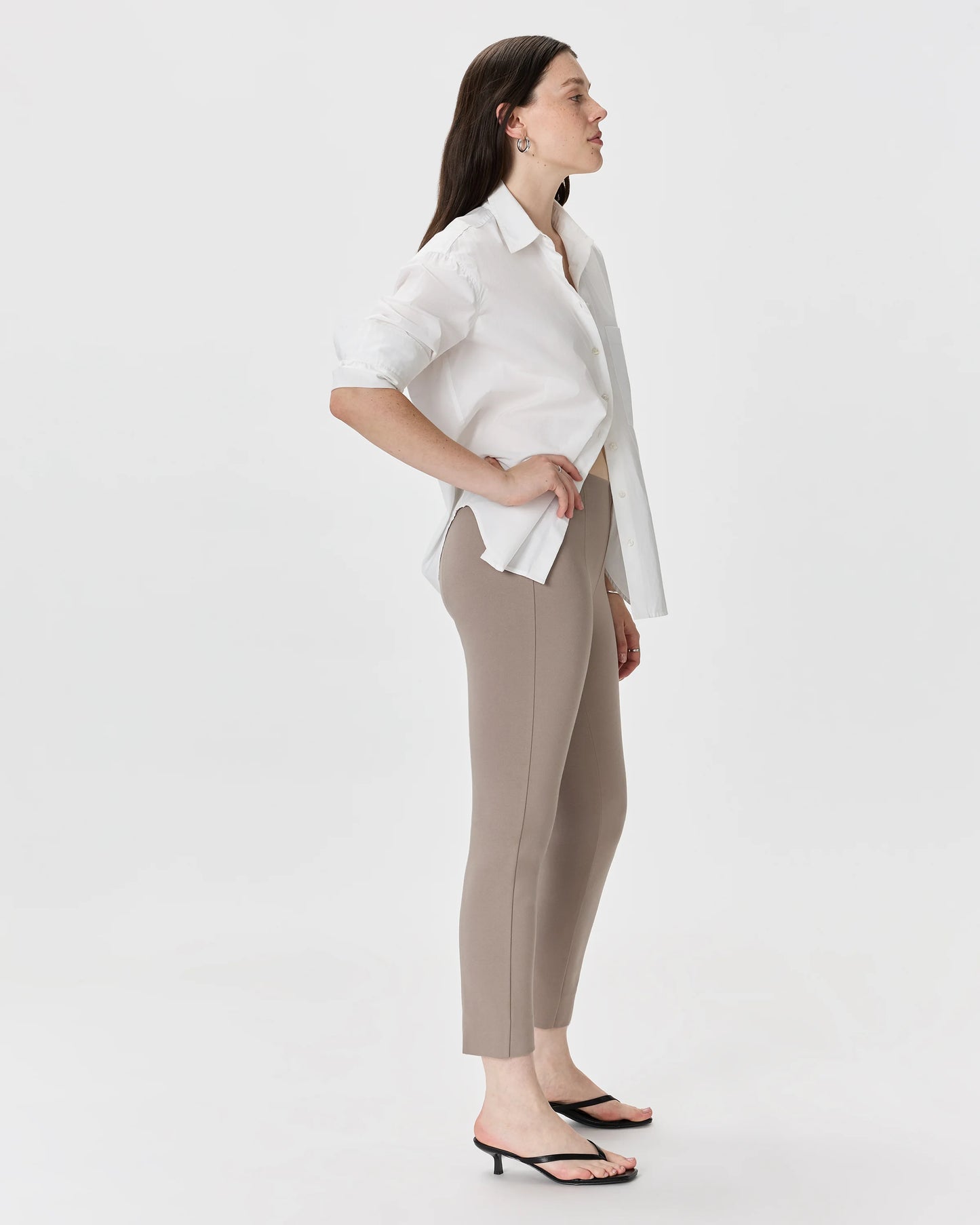 Ultra-Stretch Ponte Pintuck Ankle Pants - XS / Ecru