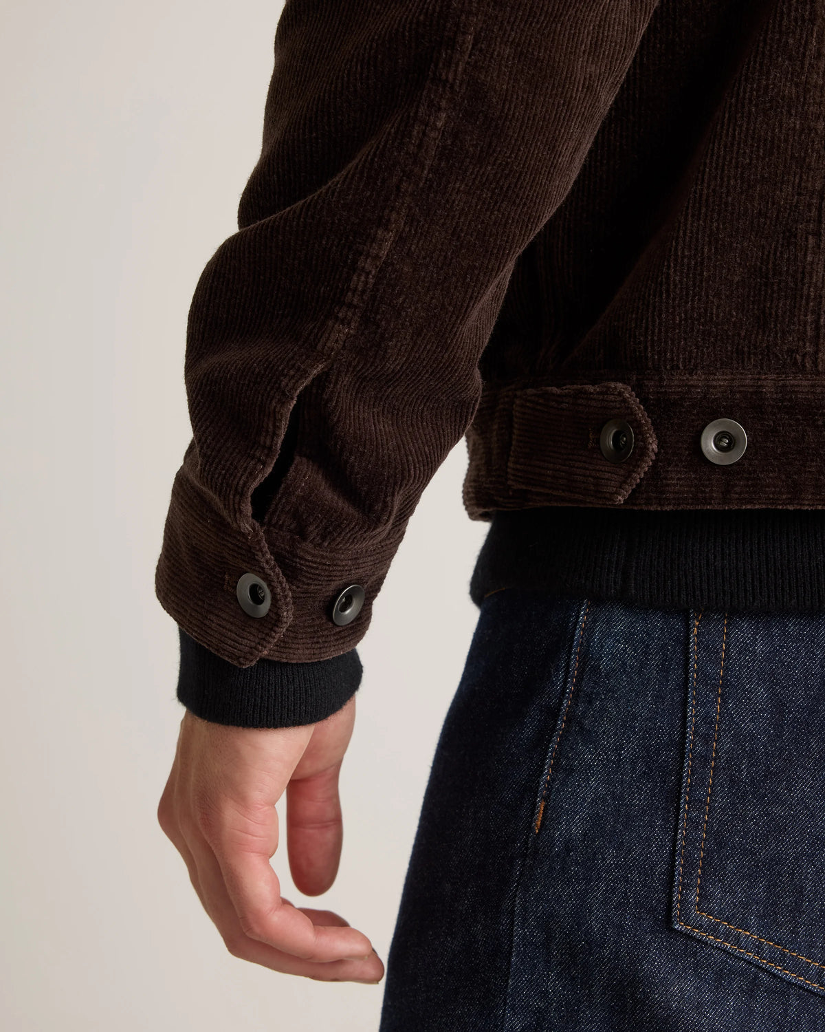 Organic Stretch Corduroy Trucker Jacket - S / Seaweed