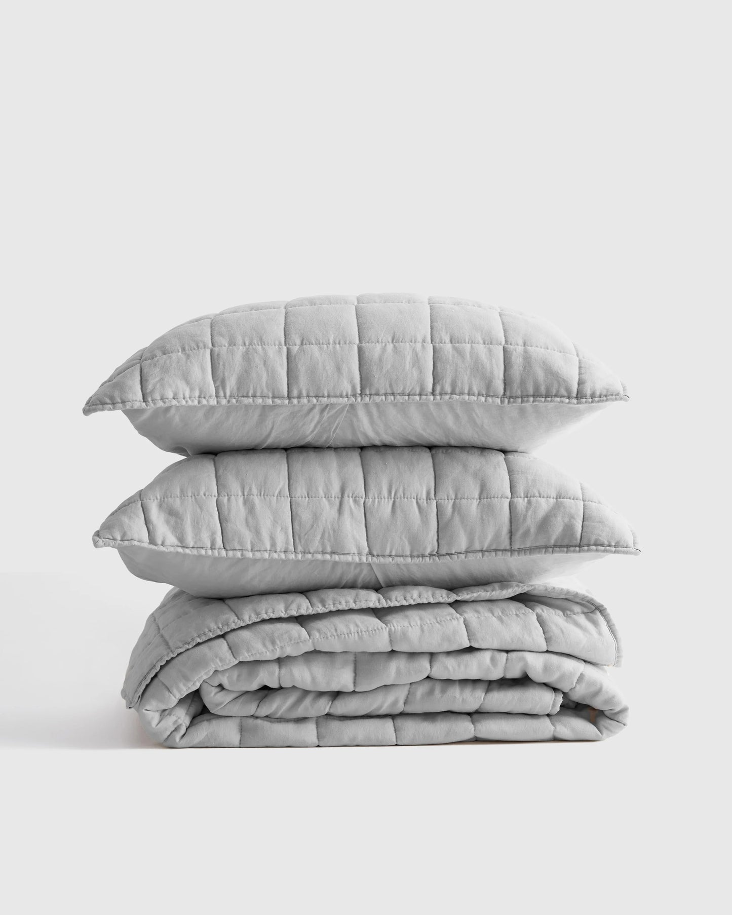 European Linen Box Quilt Set - Twin / Dusty Olive
