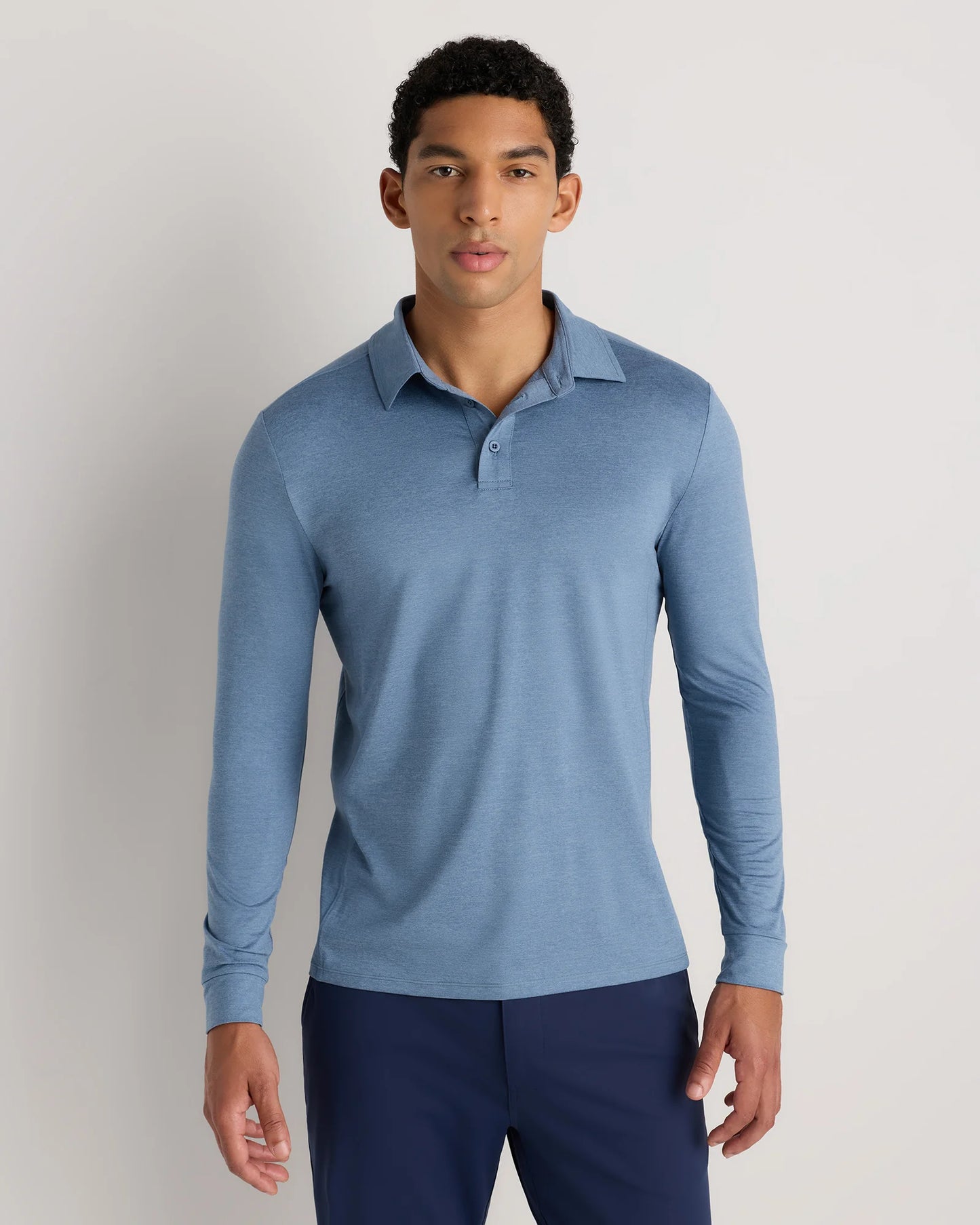 Flowknit Breeze Performance Long Sleeve Polo - XS / Heather Black