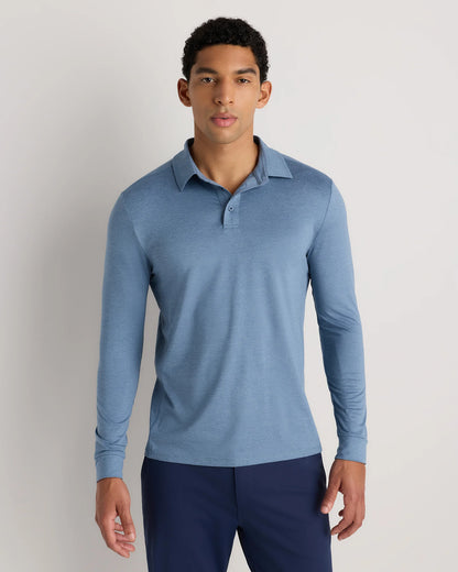 Flowknit Breeze Performance Long Sleeve Polo - XS / Heather Black