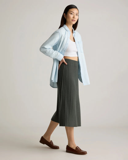 Mongolian Cashmere Midi Skirt - XS / Brown