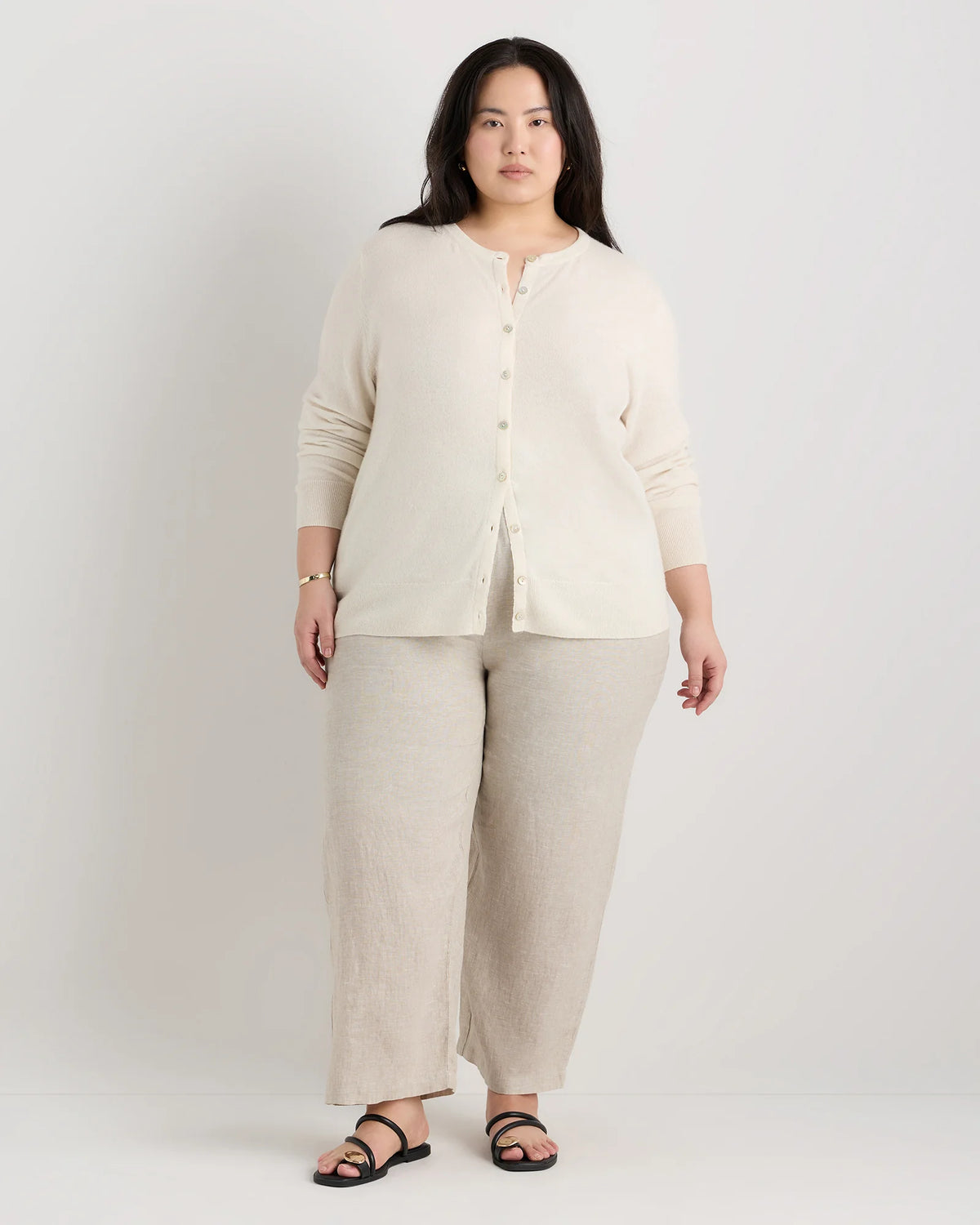 Mongolian Cashmere Cardigan Sweater - 1X / Ivory