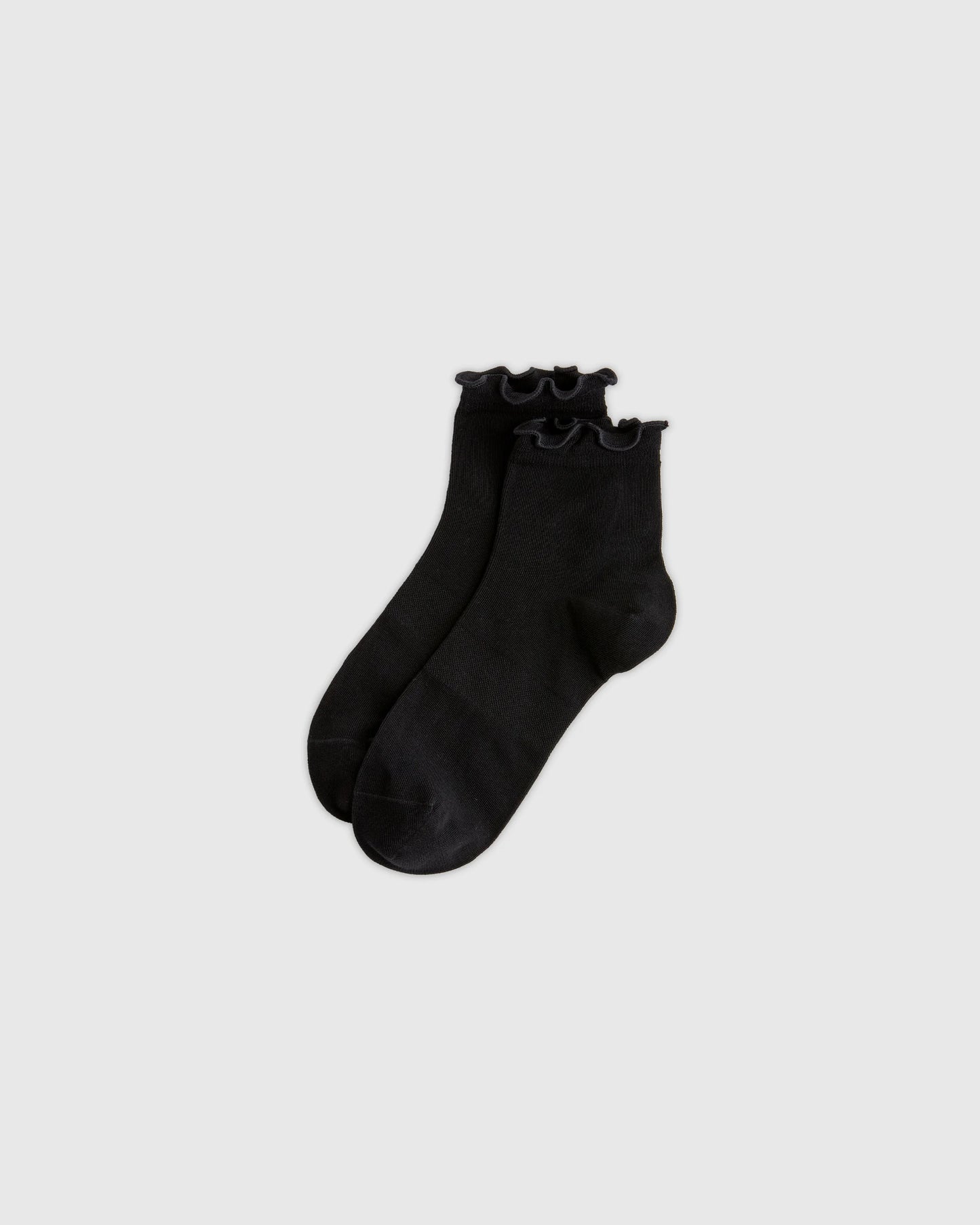 Everyday Lightweight Cotton Ruffle Quarter Crew Sock (4-pack) - S / Black