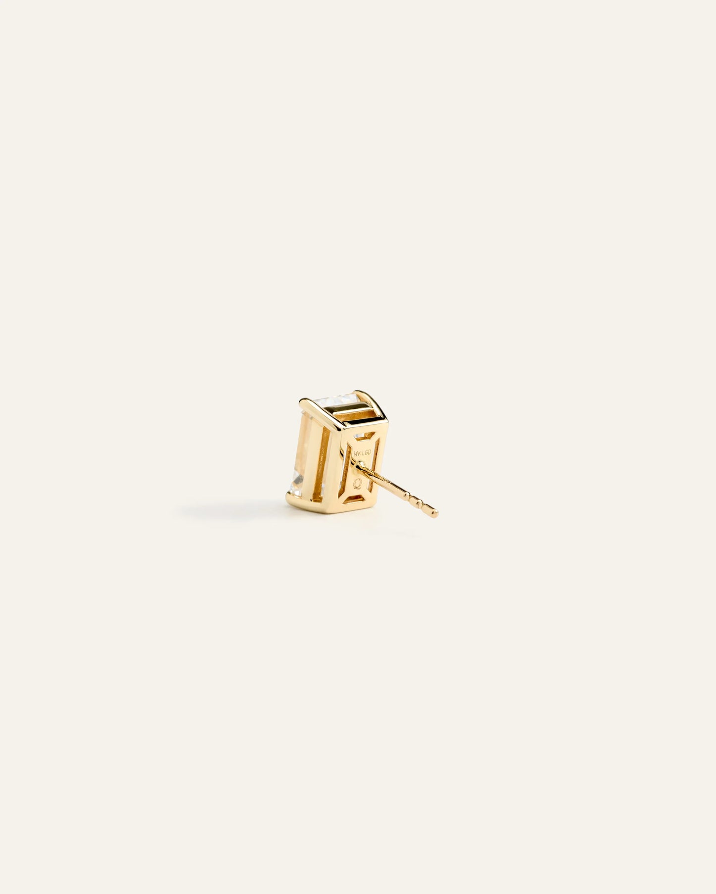 14K Gold Lab Grown Diamond Statement Emerald Studs - 6ctw - One Size / Yellow Gold