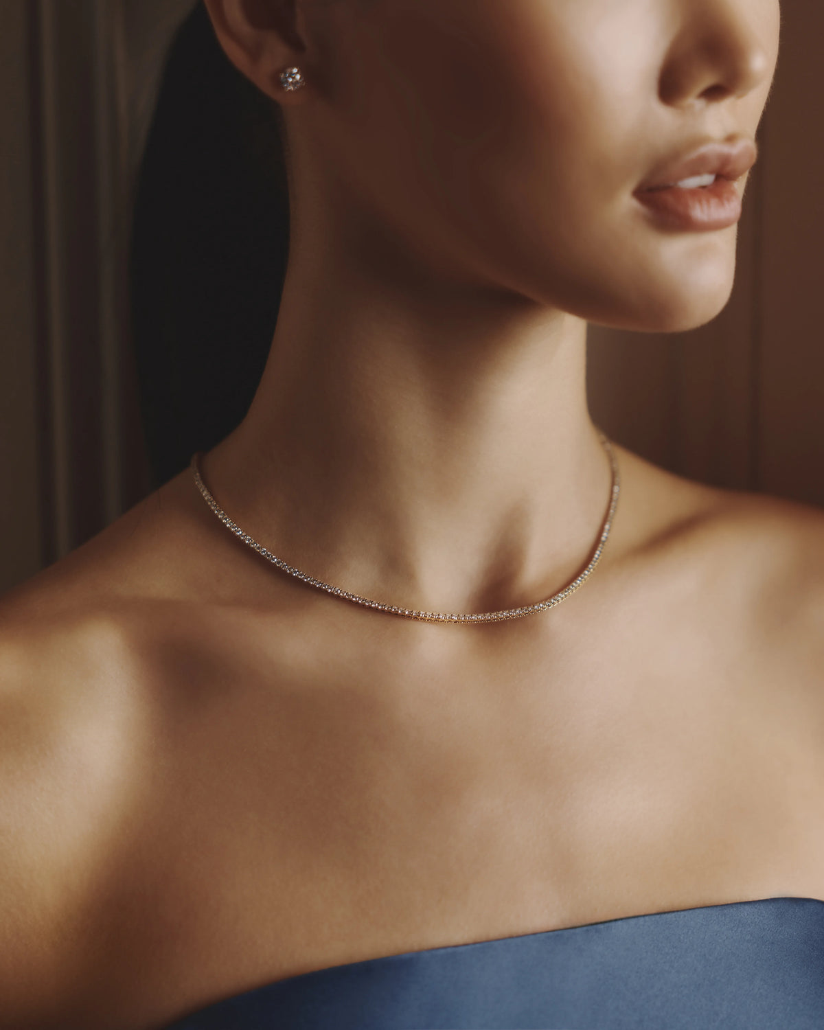 14K Gold Lab Grown Diamond Tennis Necklace - 7ctw - 16" / Yellow Gold