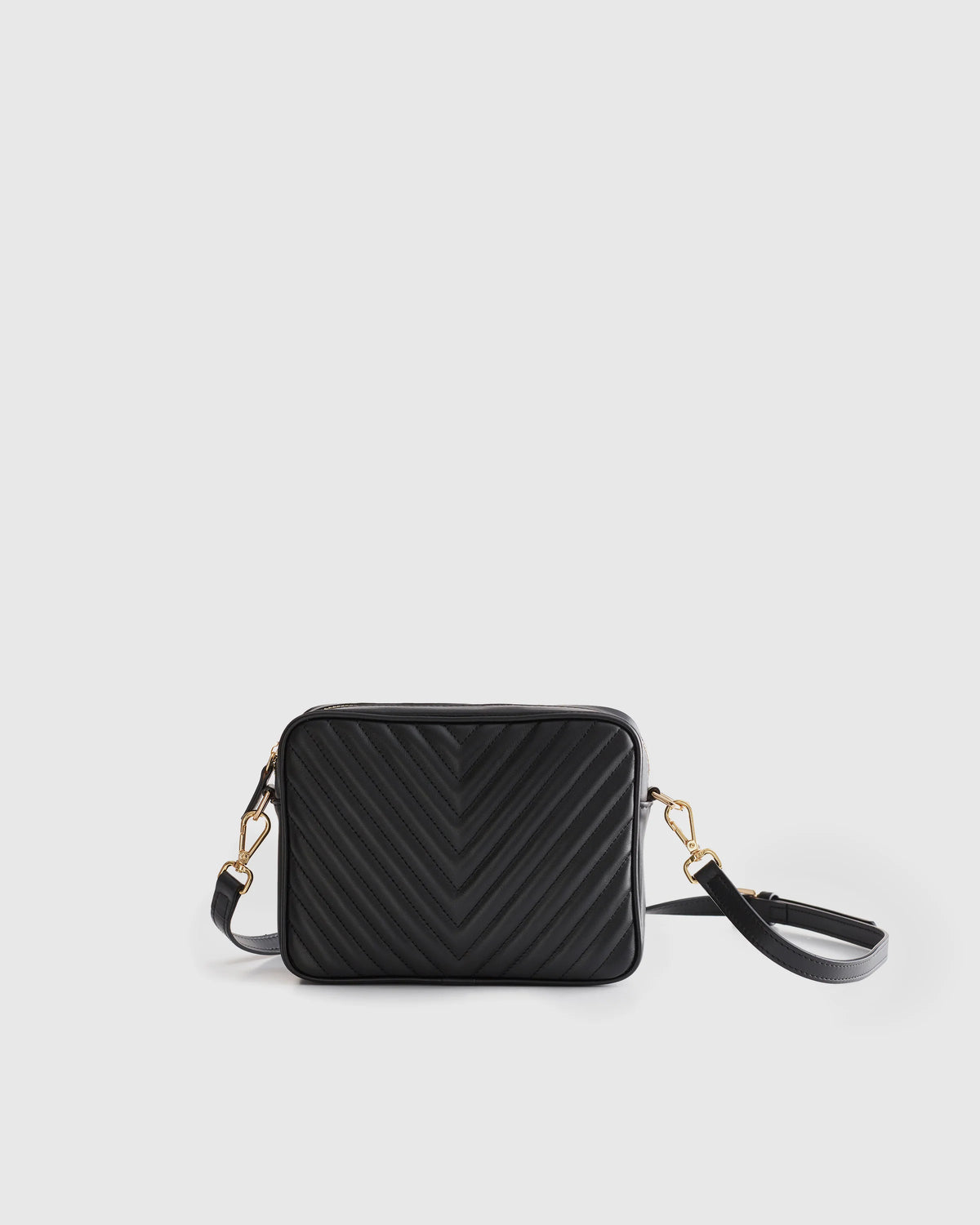 Italian Leather Quilted Crossbody Bag - One Size / Black