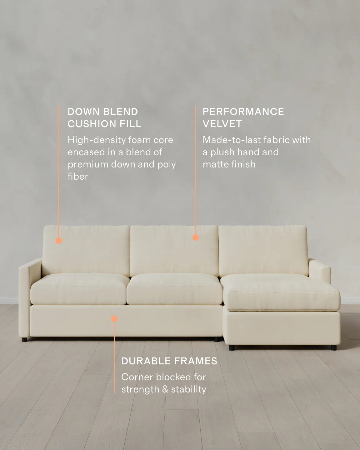 Brennan Chaise Sectional in Performance Velvet - Right Arm / Pine