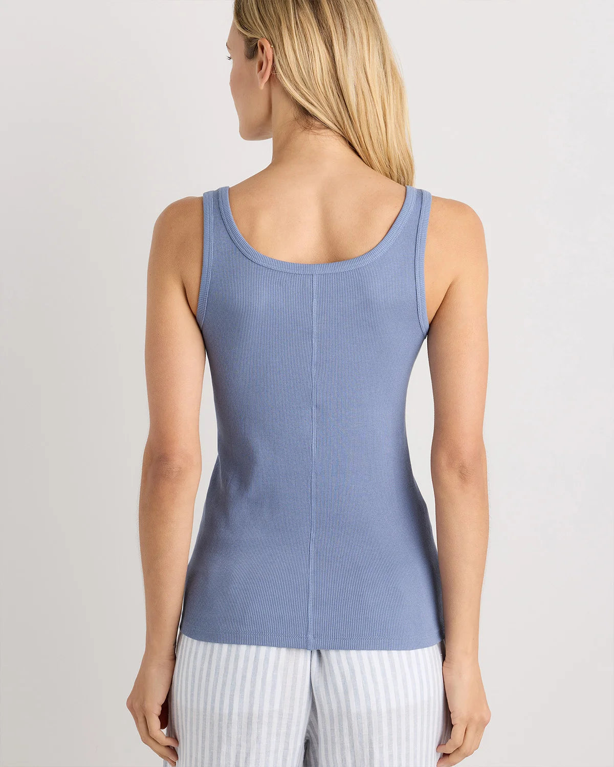 Organic Cotton Micro-Rib Scoop Neck Tank - XS / Moonstone Blue