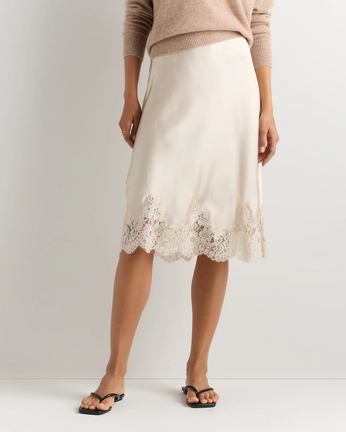 100% Washable Silk Lace Skirt - XS / Vintage Pink