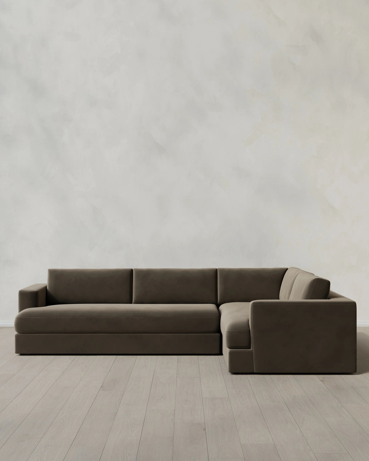 Sierra Curved Arm L Sectional in Performance Velvet - Right Arm / Sable