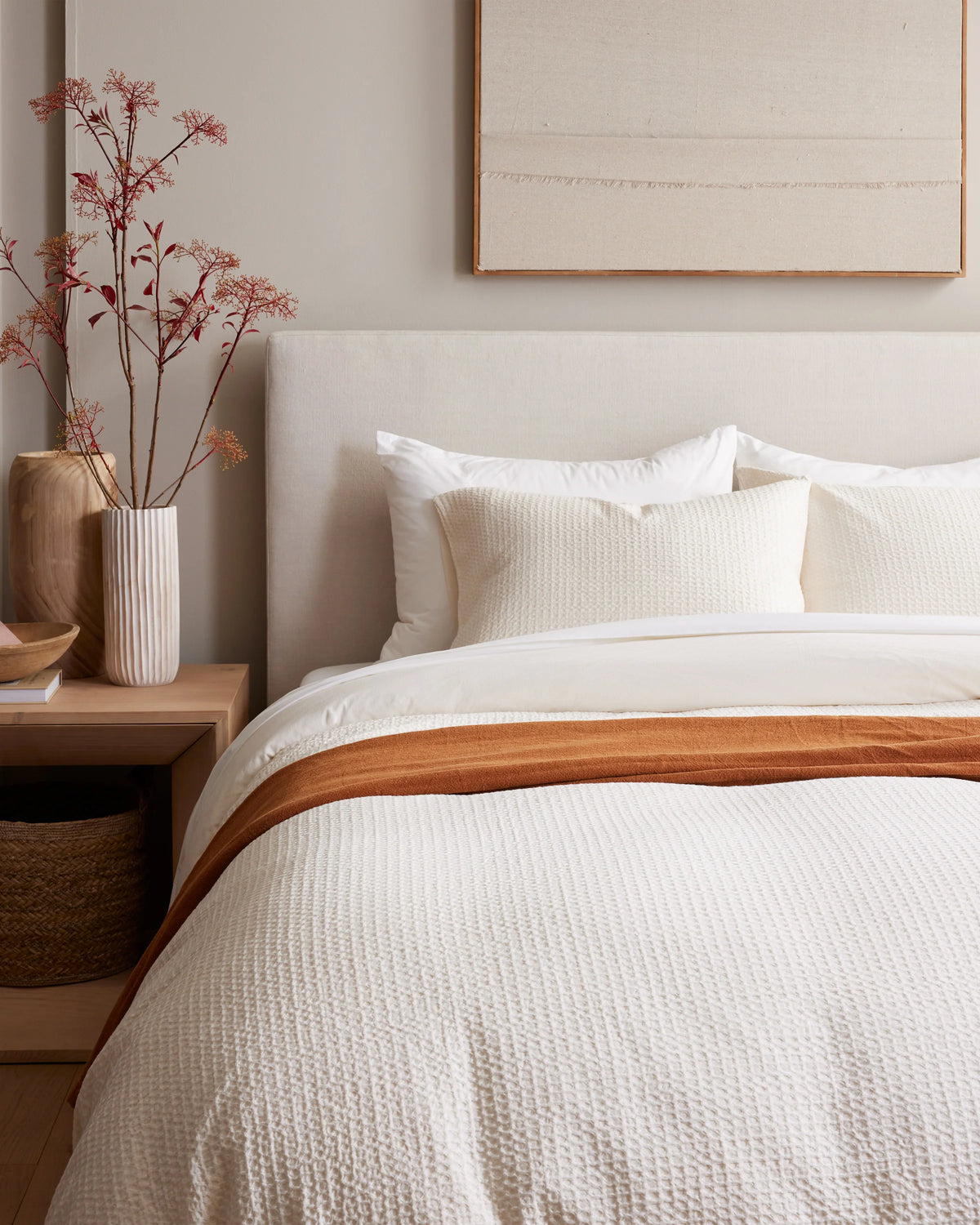 Organic Luxe Honeycomb Sham Set - Standard / Mineral