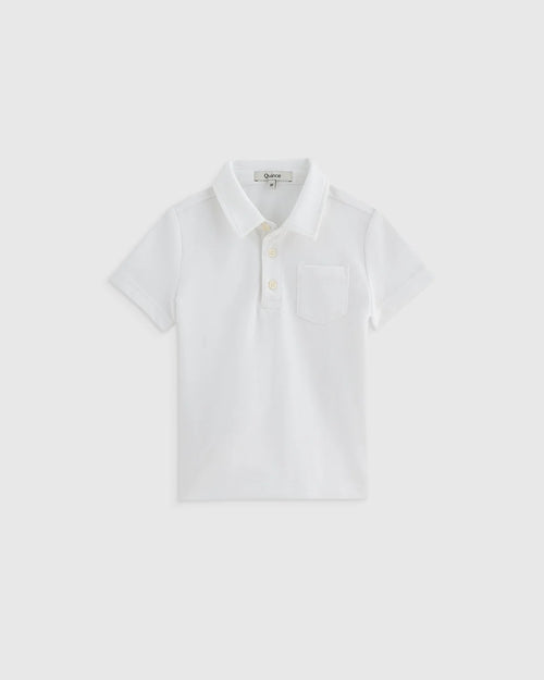 Organic Cotton Short Sleeve Pique Polo - 2T / White