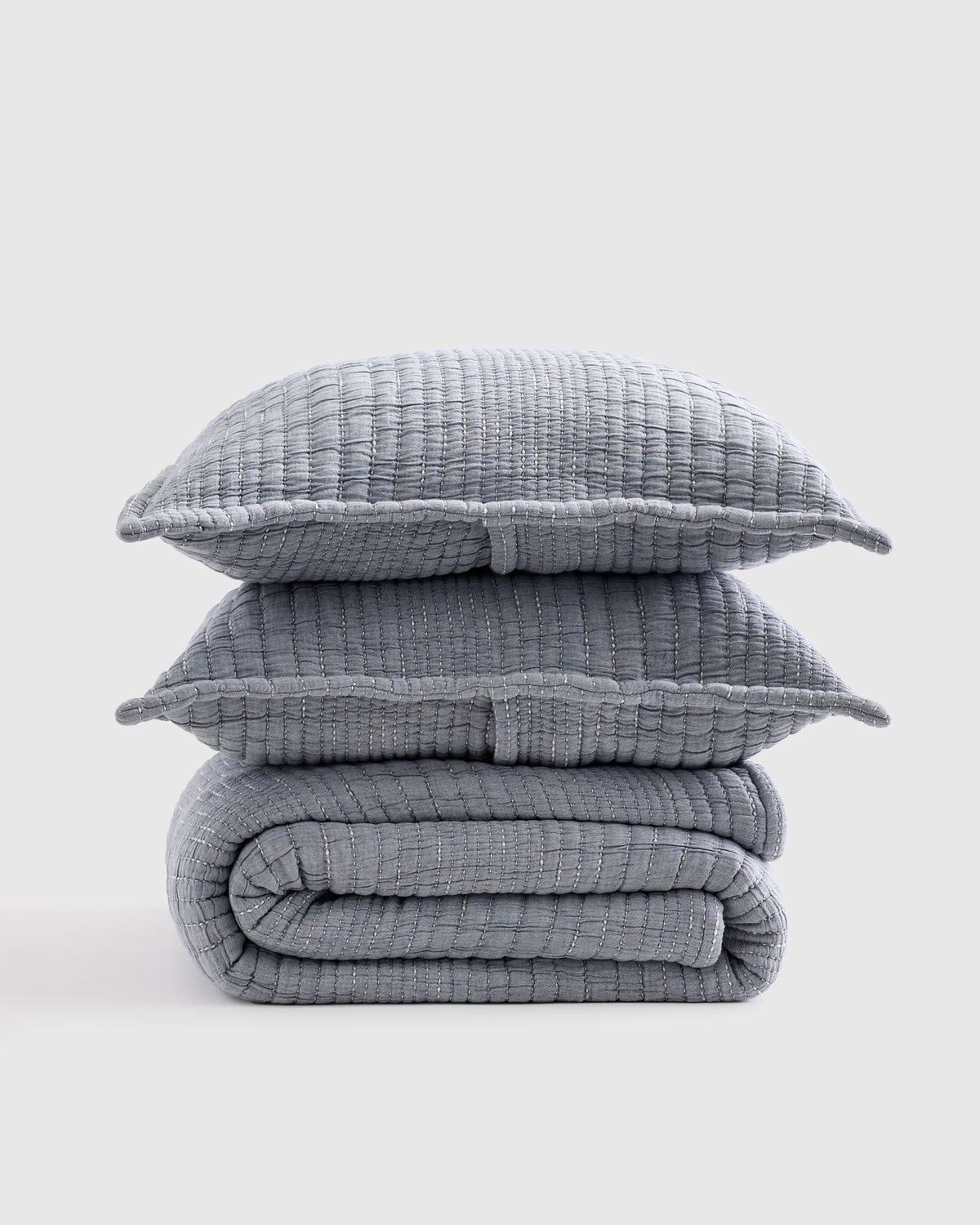 Organic Cotton Channel Stitch Coverlet Set - Twin / Coral Pink