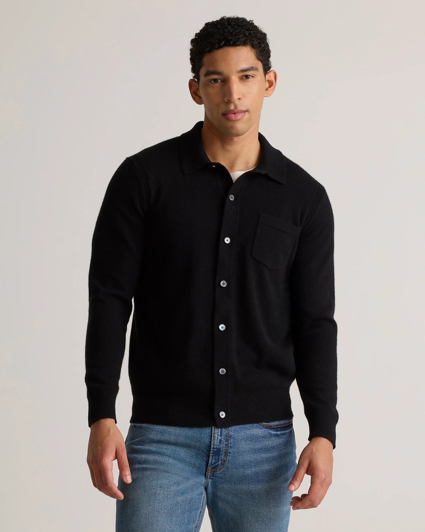 Mongolian Cashmere Button Down Sweater - S / Brown