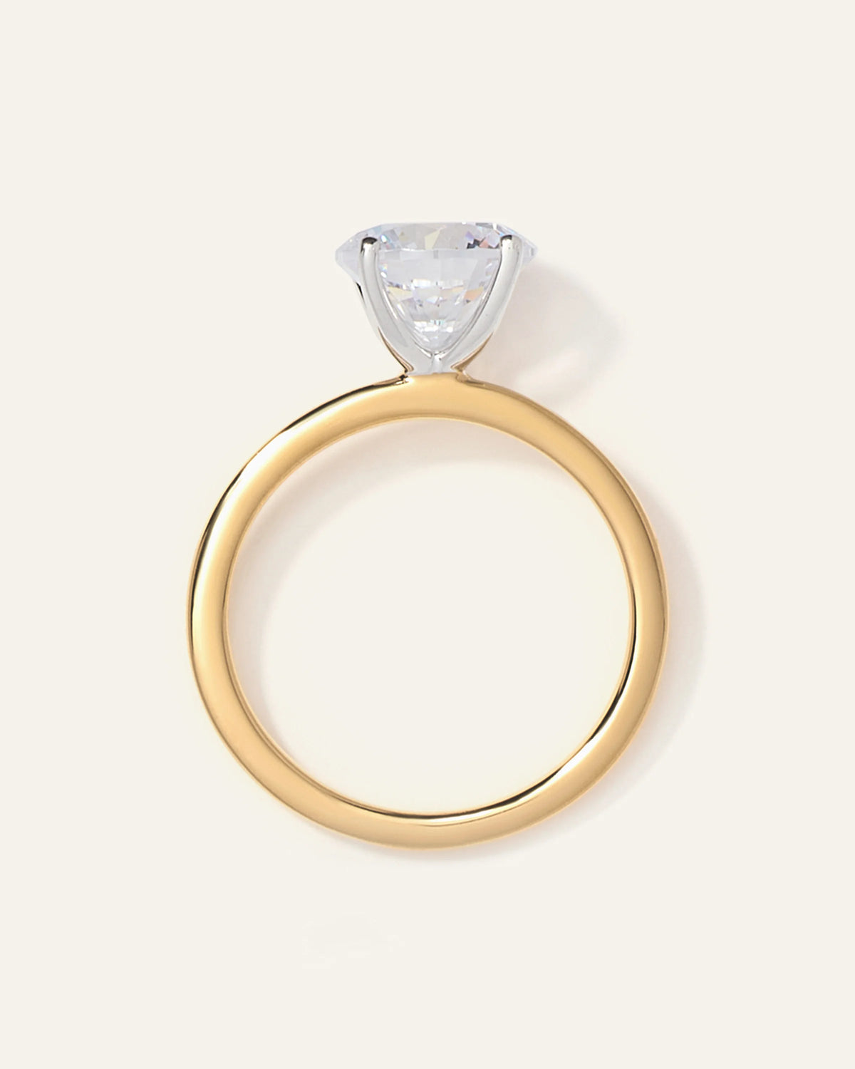 Lab Grown Diamond Round Petite Classic Engagement Ring - 2ct - 4 / Yellow Gold