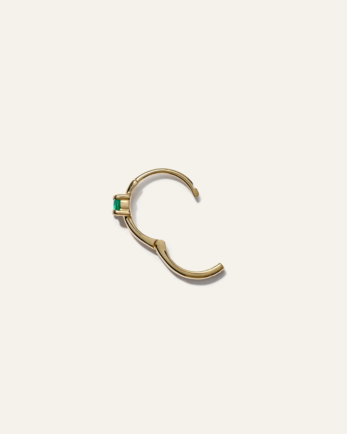 14K Gold Gemstone Tiny Huggie - Single - One Size / Emerald