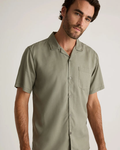 Vintage Wash Tencel Camp Shirt - S / Olive